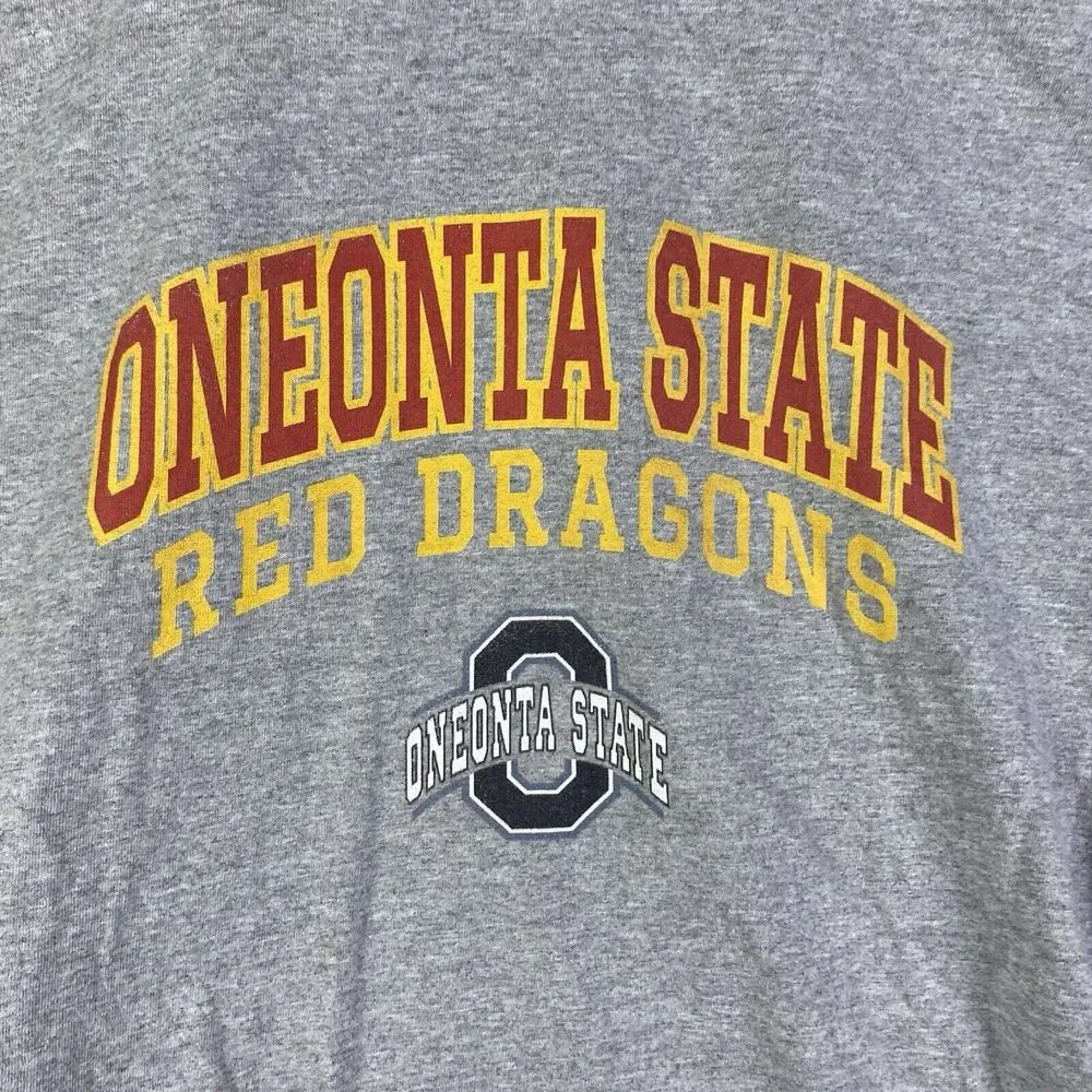 Champion ONEONTA Red Dragons T-Shirt Mens S STATE UNIVERSITY NEW YORK Gray *READ - Picture 2 of 10